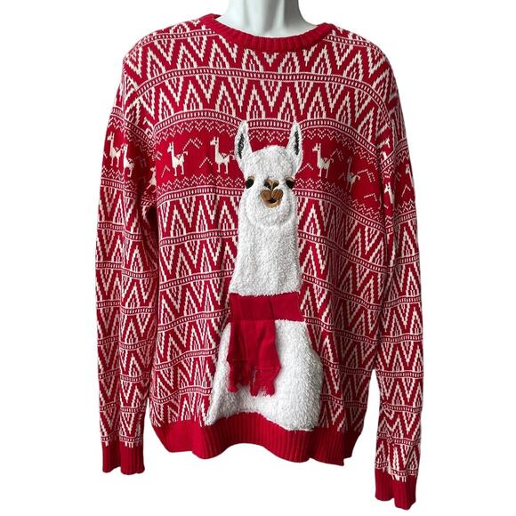 Blizzard Bay FA LA LA LLAMA with 3D Scarf Ugly  Christmas Sweater Size XL - Picture 1 of 5